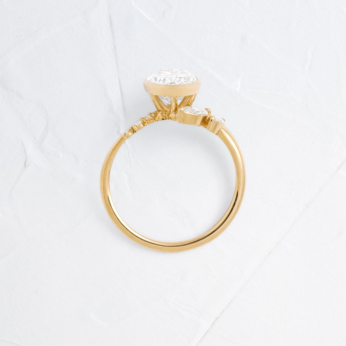 Bezel Dainty Style-Oval Lab Grown Diamond Engagement Ring - Detail view