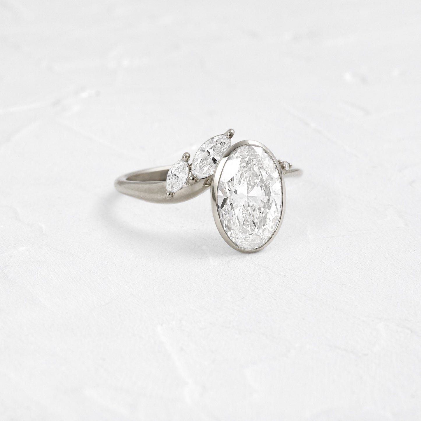 Bezel Dainty Style-Oval Lab Grown Diamond Engagement Ring - Lifestyle