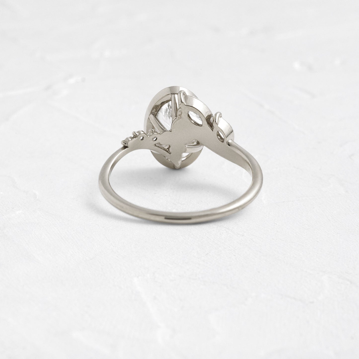 Bezel Dainty Style-Oval Lab Grown Diamond Engagement Ring - Side view
