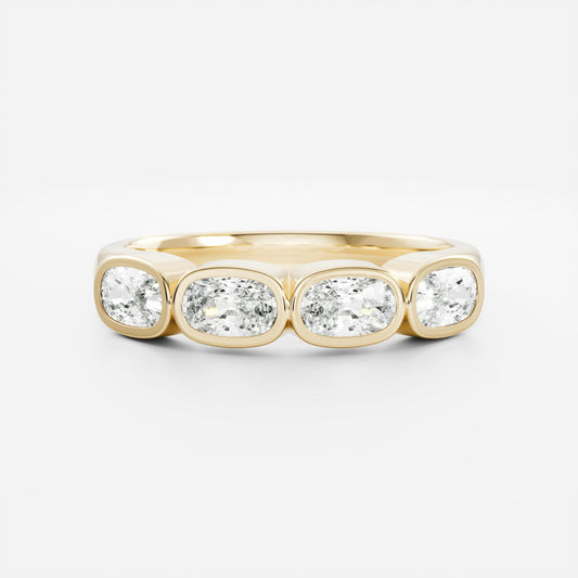 Bezel Half Eternity- 2.50 CT Cushion Lab Grown Diamond Wedding BandBezel Half Eternity- 2.50 CT Cushion Lab Grown Diamond Wedding Band - Front view