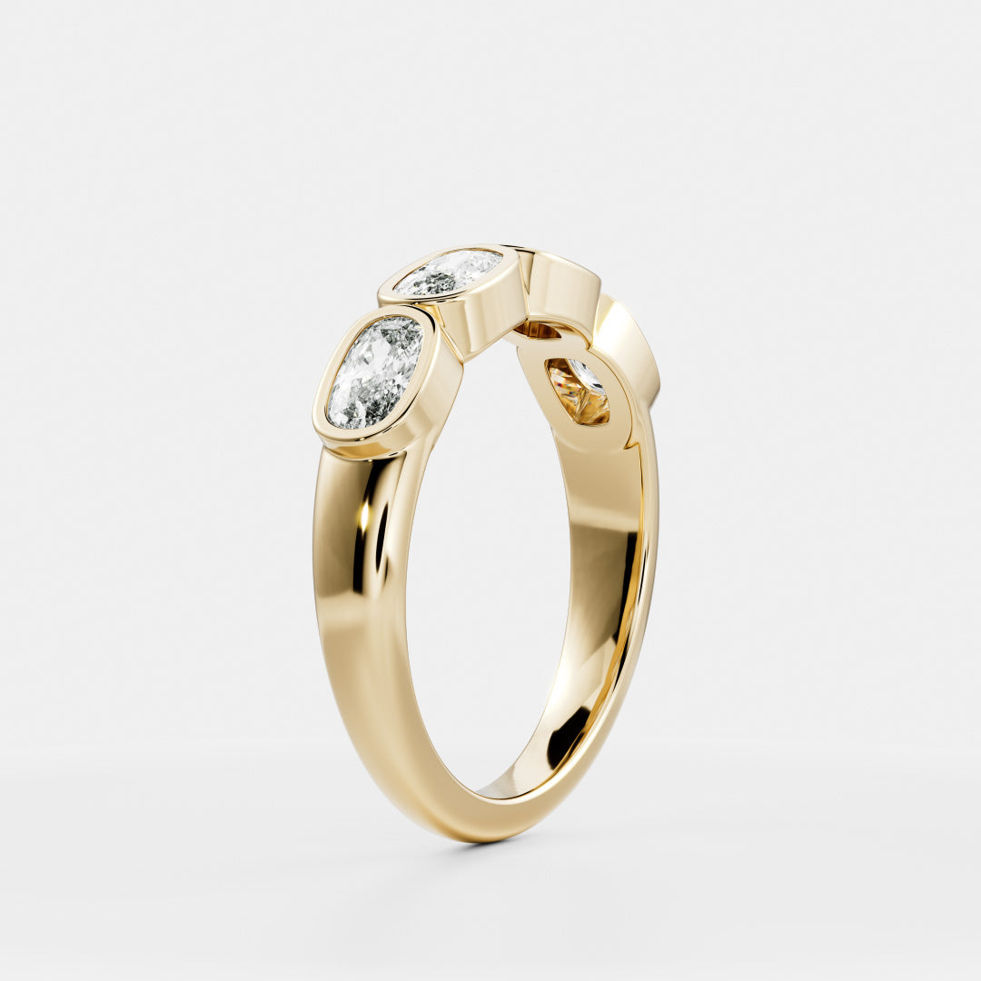 Bezel Half Eternity- 2.50 CT Cushion Lab Grown Diamond Wedding BandBezel Half Eternity- 2.50 CT Cushion Lab Grown Diamond Wedding Band - Front view