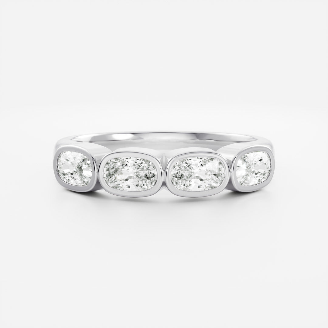 Bezel Half Eternity- 2.50 CT Cushion Lab Grown Diamond Wedding BandBezel Half Eternity- 2.50 CT Cushion Lab Grown Diamond Wedding Band - Back view