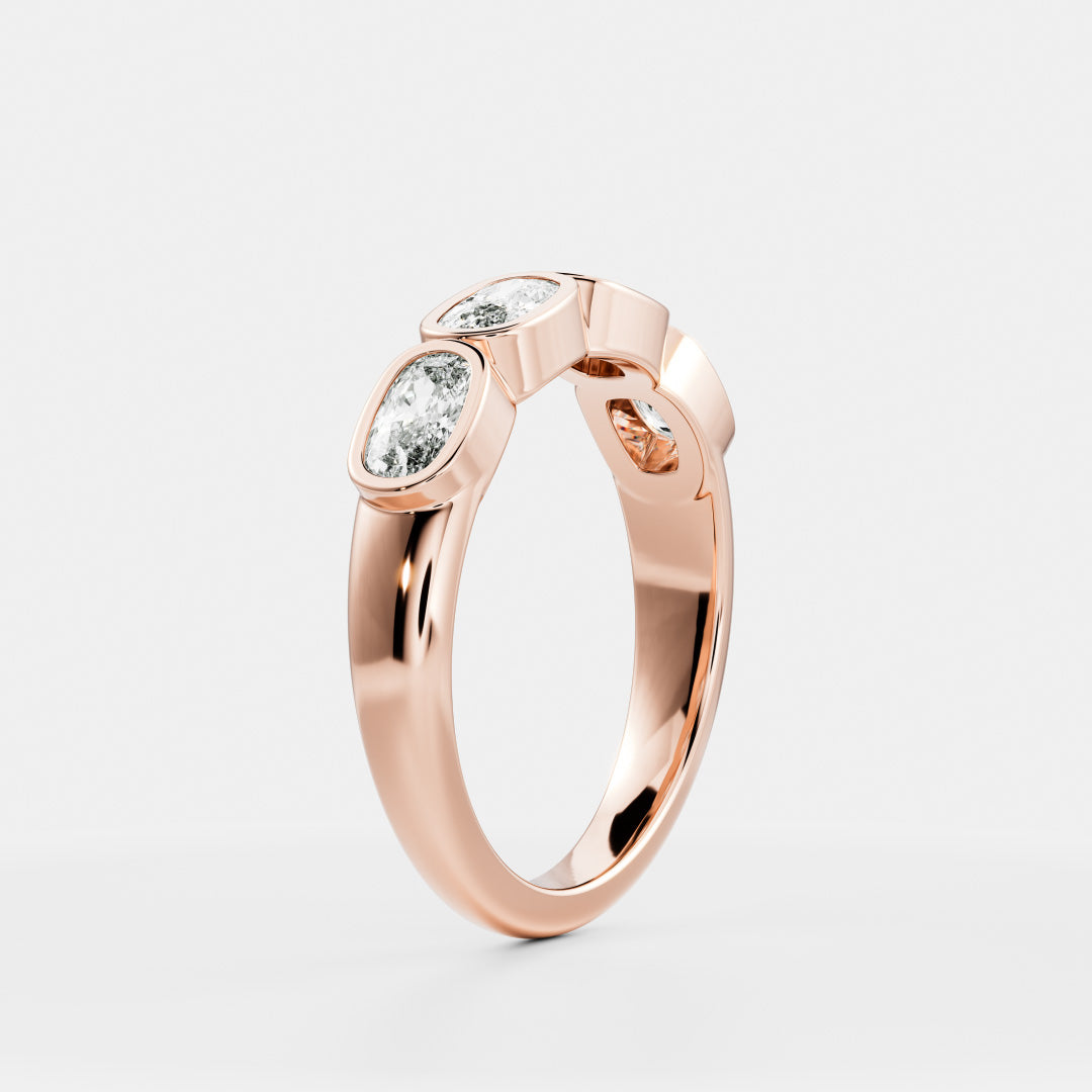 Bezel Half Eternity- 2.50 CT Cushion Lab Grown Diamond Wedding BandBezel Half Eternity- 2.50 CT Cushion Lab Grown Diamond Wedding Band - Front view