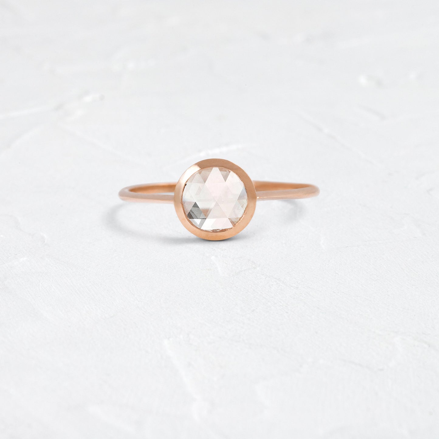 Bezel-Round Lab Grown Diamond Engagement Ring - On model