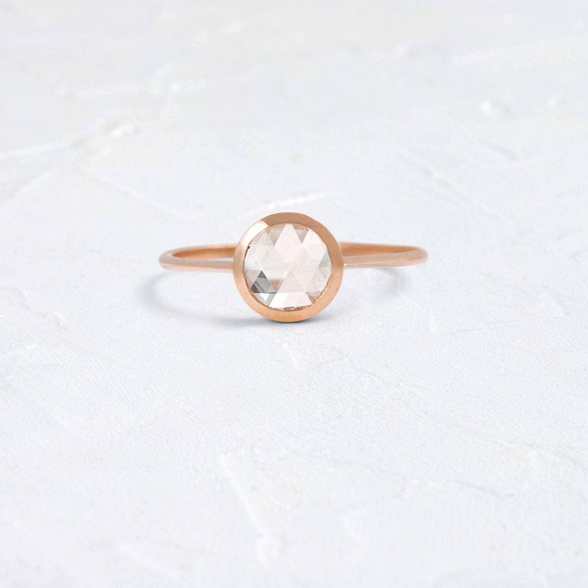 Bezel-Round Lab Grown Diamond Engagement Ring - On model