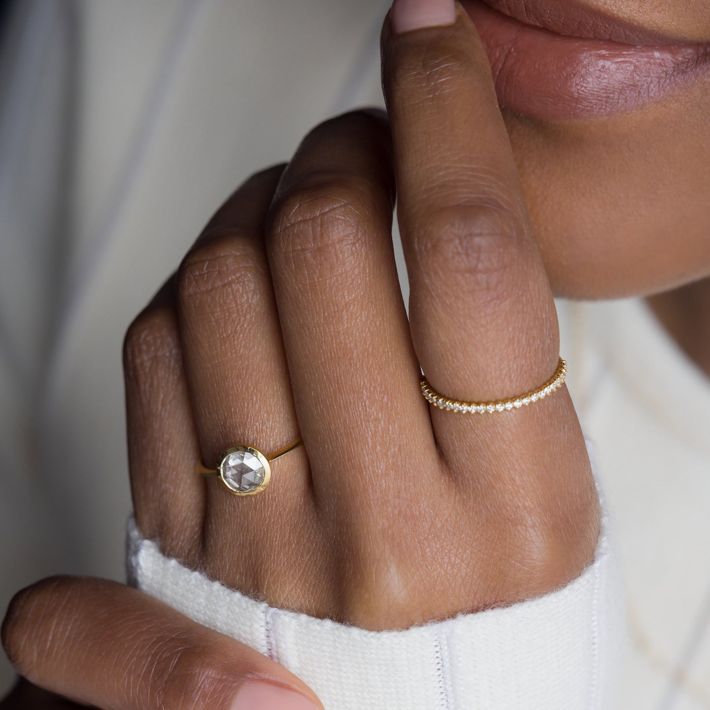 Bezel-Round Lab Grown Diamond Engagement Ring - Back view