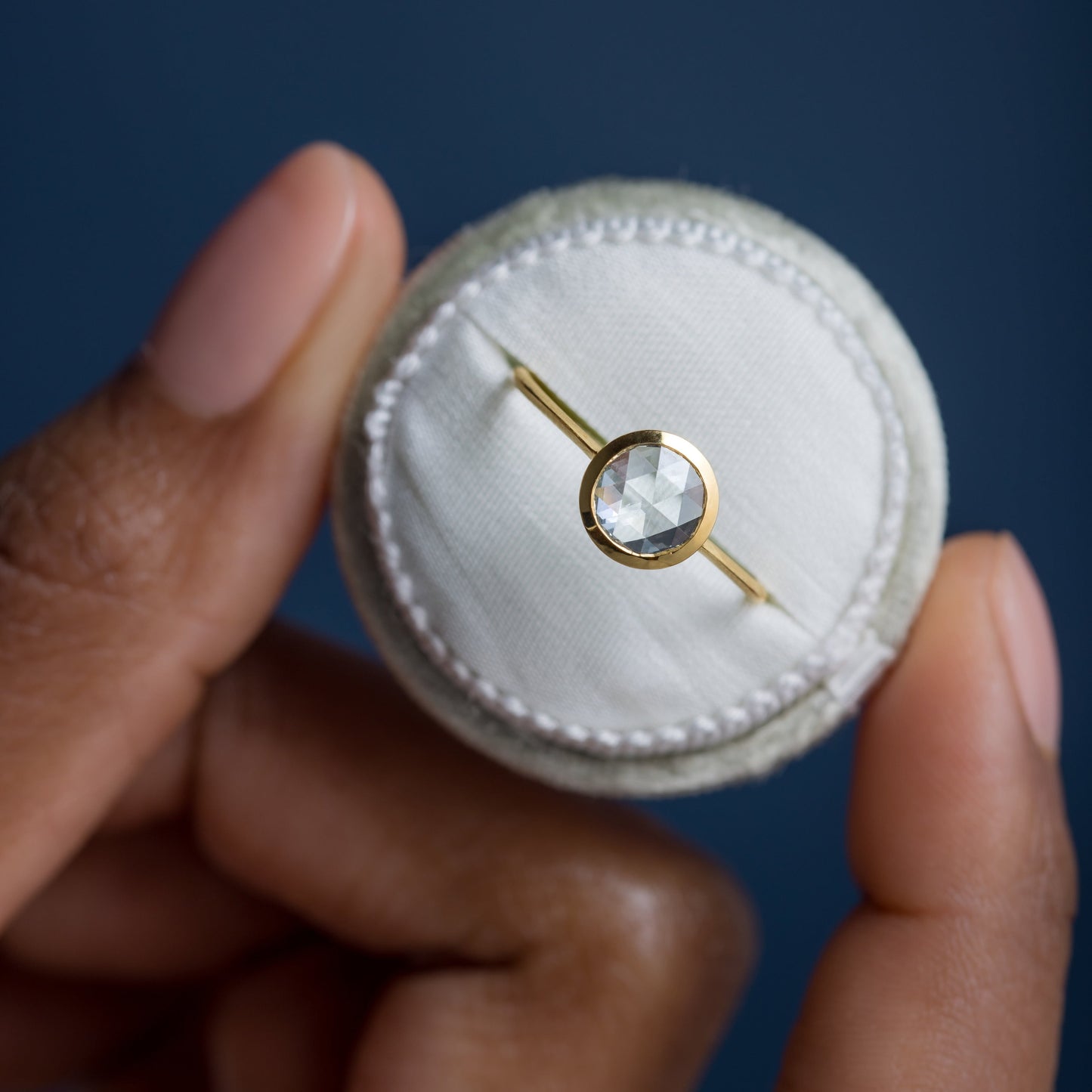 Bezel-Round Lab Grown Diamond Engagement Ring - Detail view
