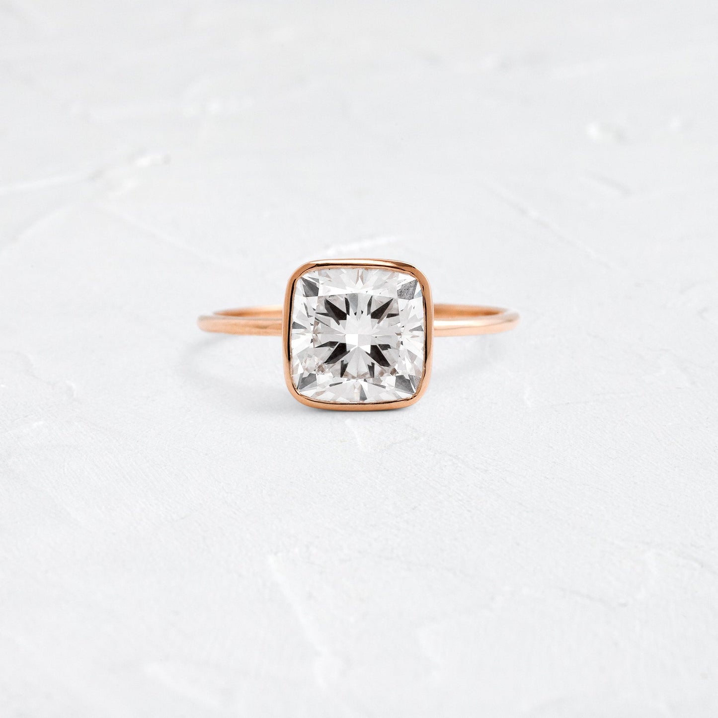 Bezel with Hidden Stone-Cushion Lab Grown Diamond Engagement Ring - Lifestyle