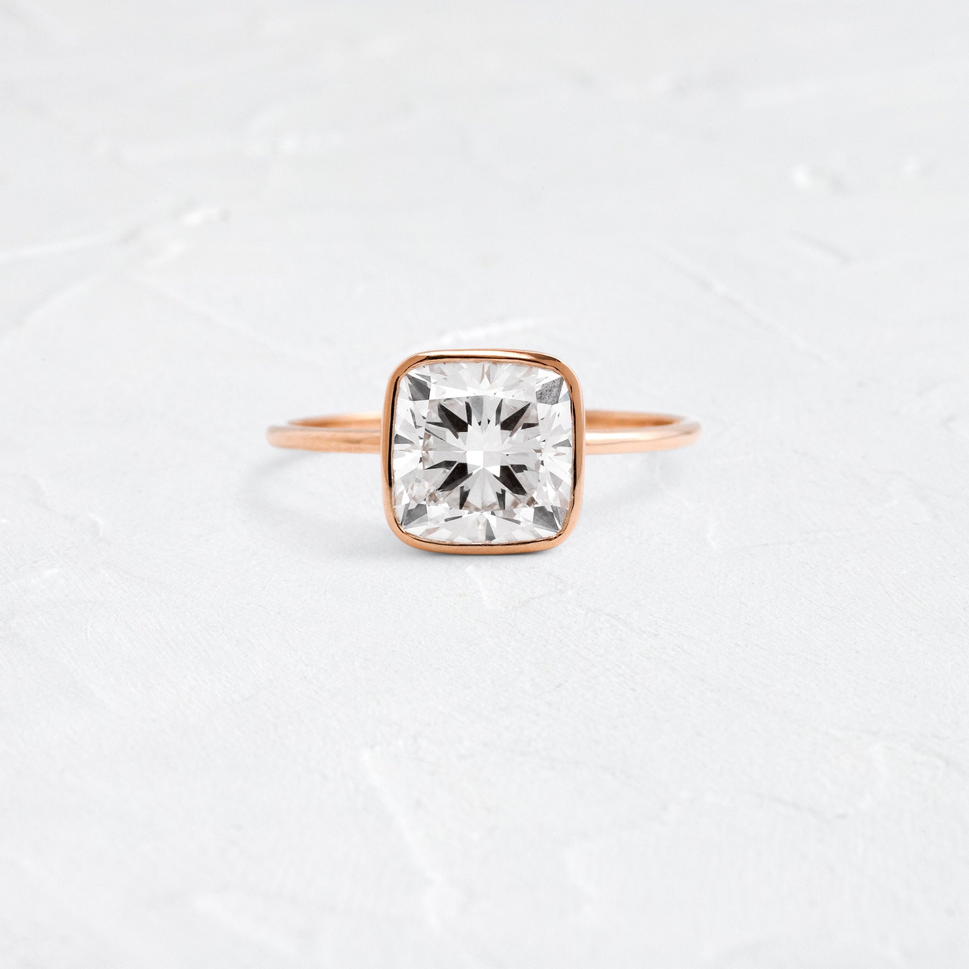 Bezel with Hidden Stone-Cushion Lab Grown Diamond Engagement Ring - Lifestyle