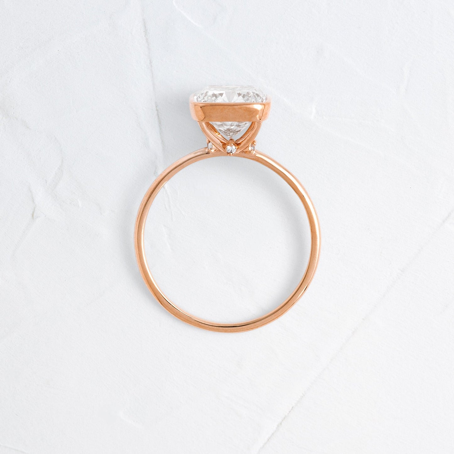 Bezel with Hidden Stone-Cushion Lab Grown Diamond Engagement Ring - Side view