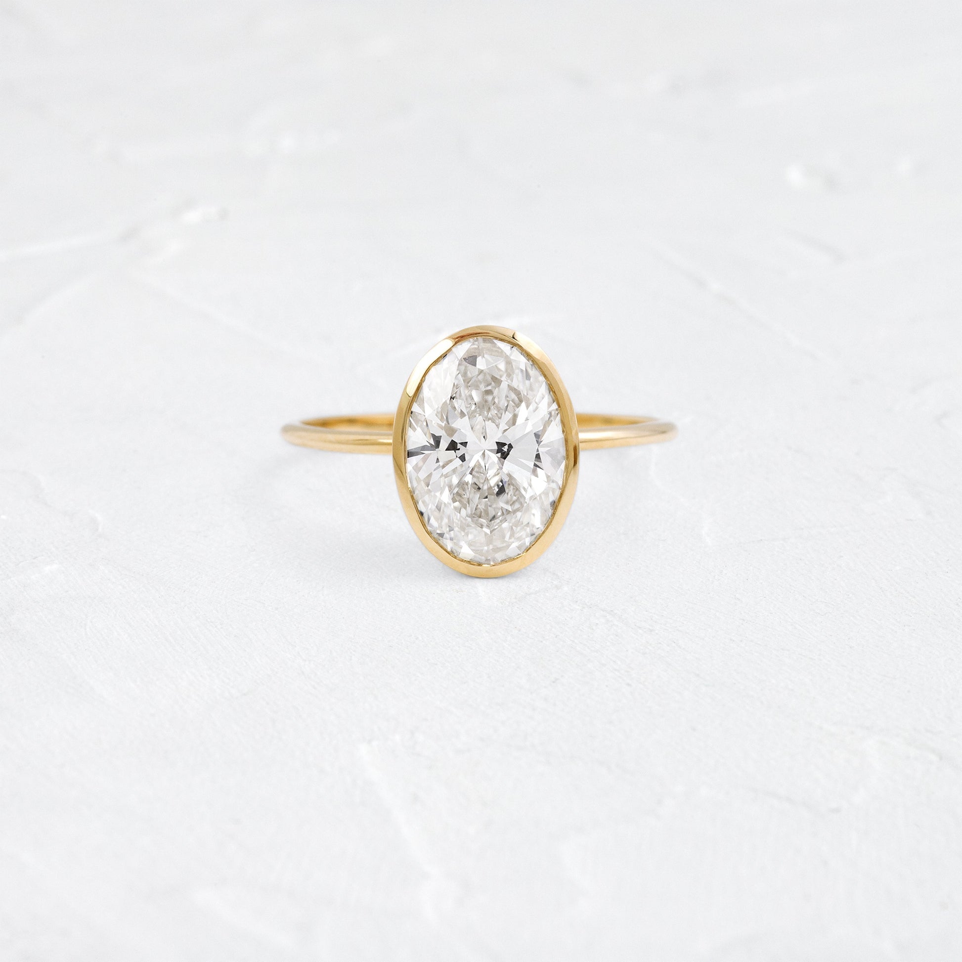 Bezel with Hidden Stones-Oval Lab Grown Diamond Engagement Ring - Front view