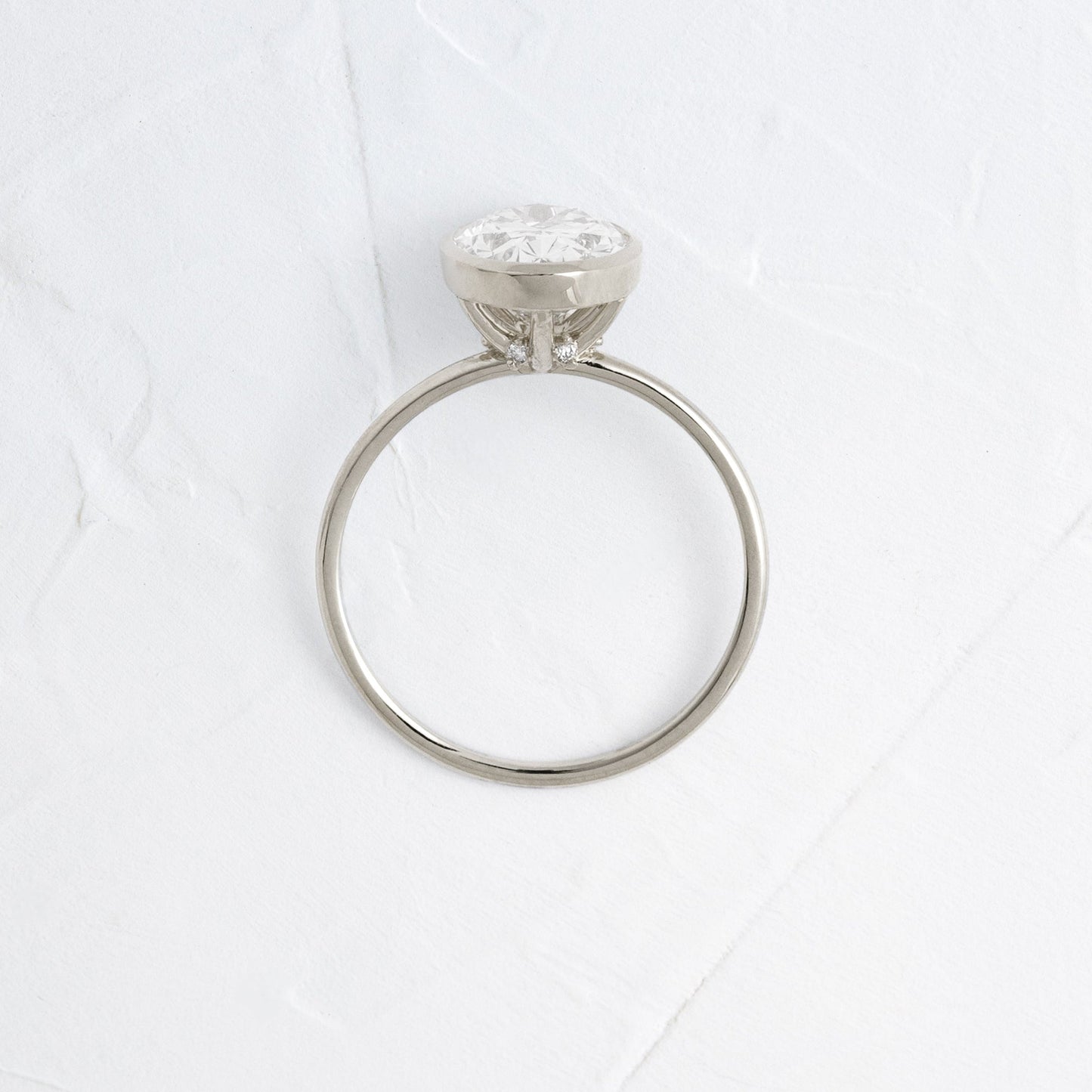 Bezel with Hidden Stones-Oval Lab Grown Diamond Engagement Ring - Front view