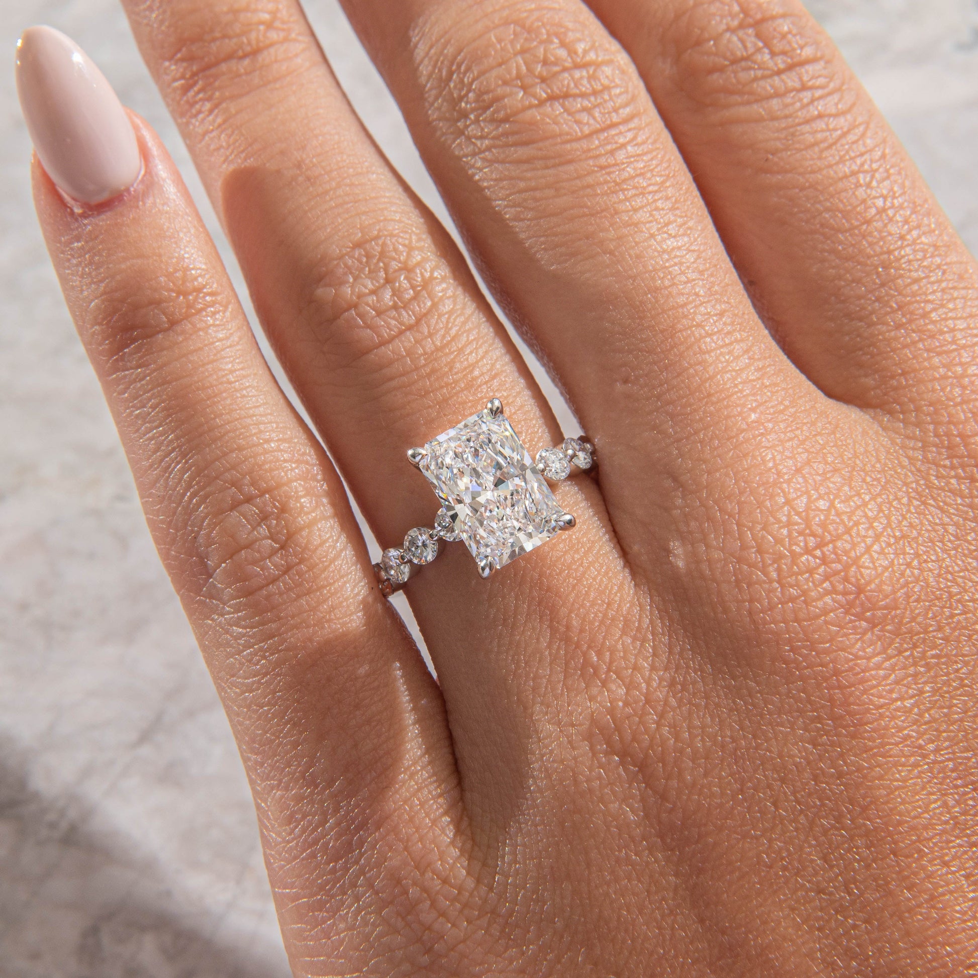 Bubble Pave-Radiant Lab Grown Diamond Engagement Ring - Front view