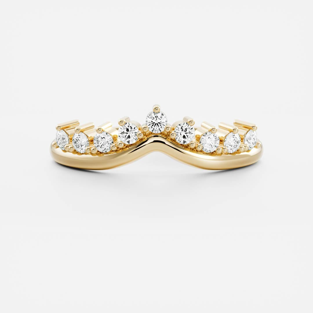 Chevron Crown Style- 0.15 CT Round Lab Grown Diamond Wedding BandChevron Crown Style- 0.15 CT Round Lab Grown Diamond Wedding Band - Front view