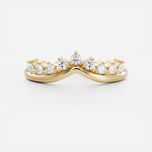 Chevron Crown Style- 0.15 CT Round Lab Grown Diamond Wedding BandChevron Crown Style- 0.15 CT Round Lab Grown Diamond Wedding Band - Front view