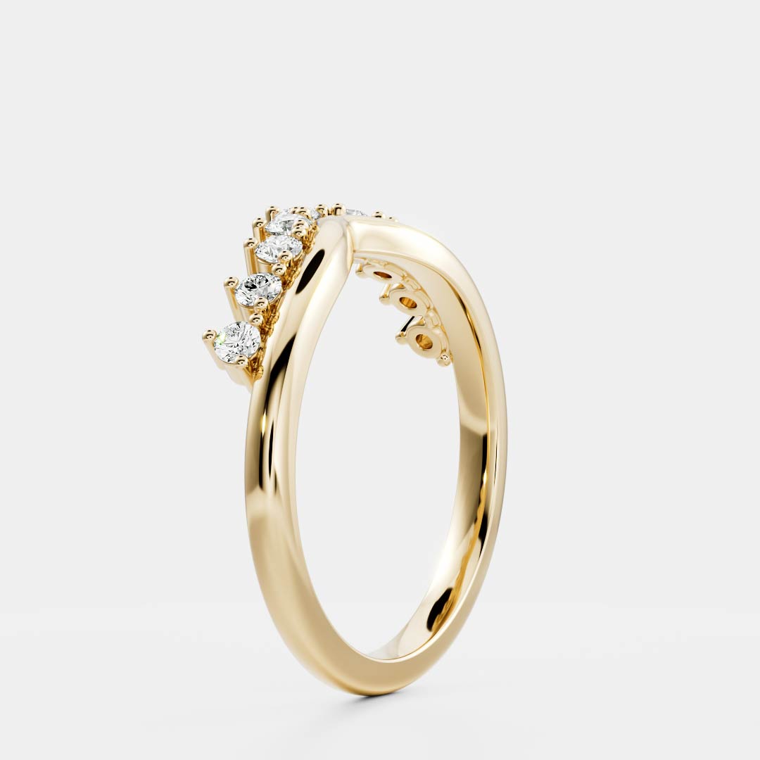 Chevron Crown Style- 0.15 CT Round Lab Grown Diamond Wedding BandChevron Crown Style- 0.15 CT Round Lab Grown Diamond Wedding Band - Front view