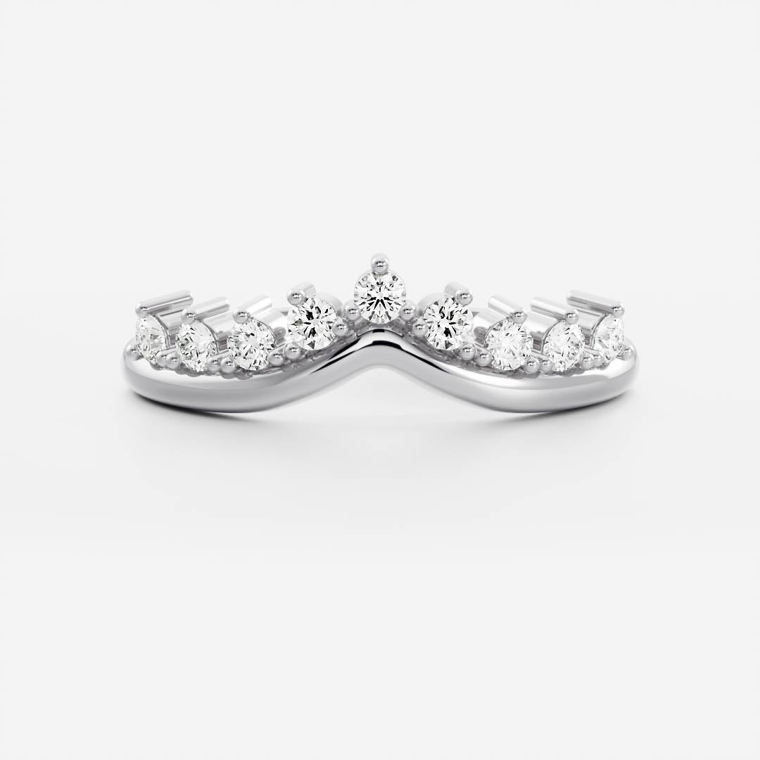 Chevron Crown Style- 0.15 CT Round Lab Grown Diamond Wedding BandChevron Crown Style- 0.15 CT Round Lab Grown Diamond Wedding Band - Back view