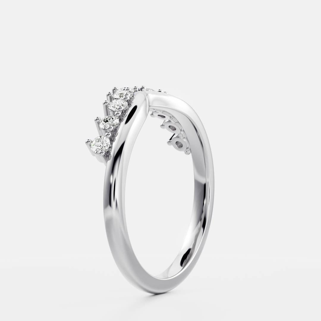 Chevron Crown Style- 0.15 CT Round Lab Grown Diamond Wedding BandChevron Crown Style- 0.15 CT Round Lab Grown Diamond Wedding Band - Detail view