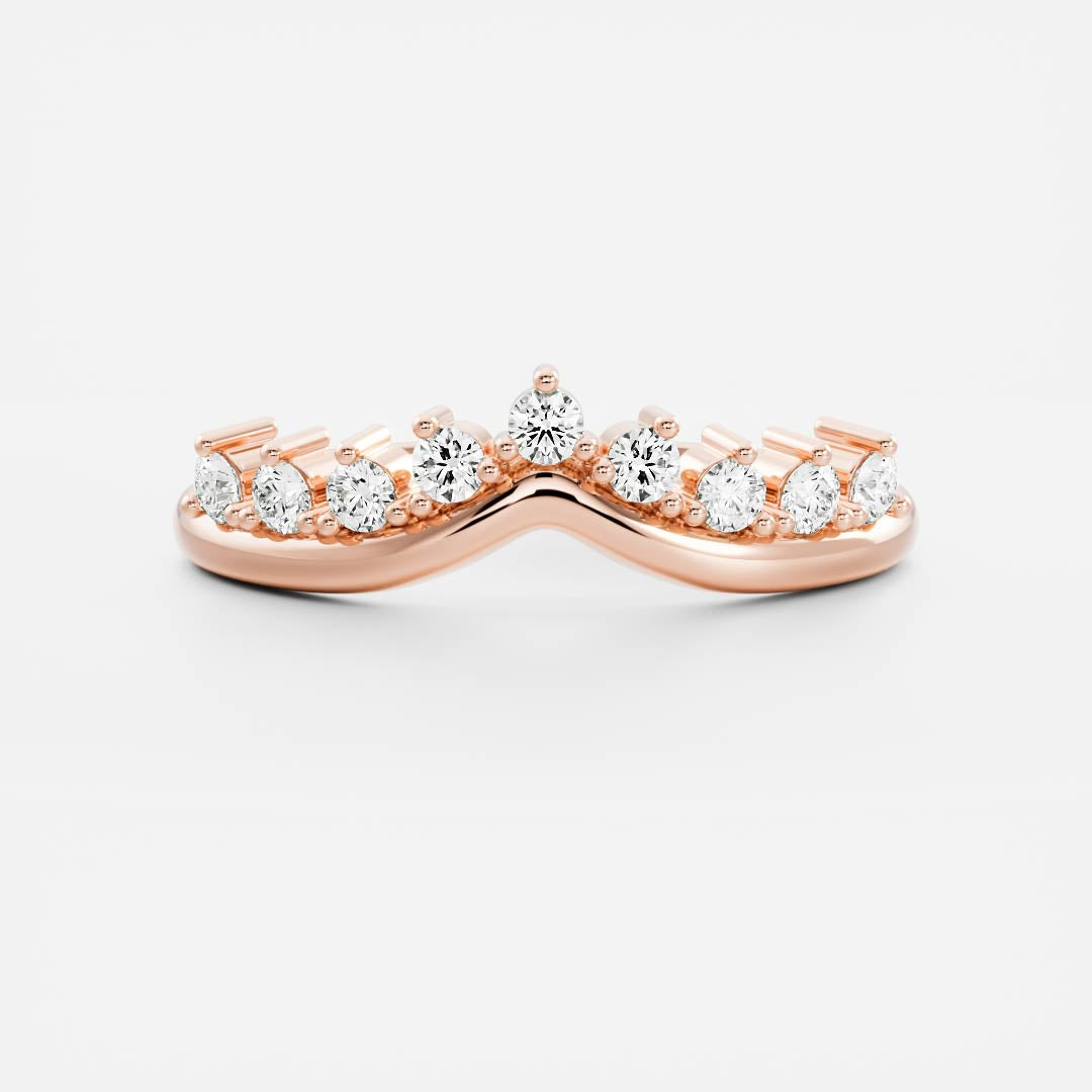 Chevron Crown Style- 0.15 CT Round Lab Grown Diamond Wedding BandChevron Crown Style- 0.15 CT Round Lab Grown Diamond Wedding Band - Lifestyle