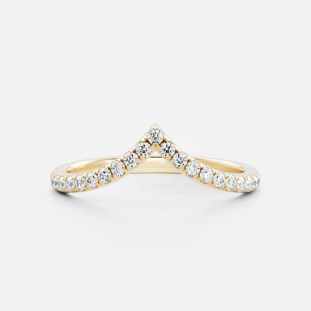 Chevron Half Eternity- 0.58 CT Round Lab Grown Diamond Wedding BandChevron Half Eternity- 0.58 CT Round Lab Grown Diamond Wedding Band - Front view