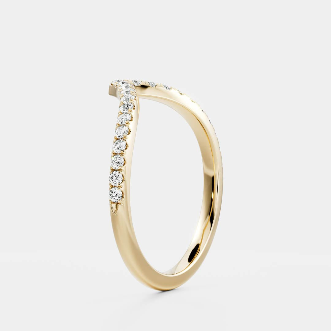 Chevron Half Eternity- 0.58 CT Round Lab Grown Diamond Wedding BandChevron Half Eternity- 0.58 CT Round Lab Grown Diamond Wedding Band - Front view