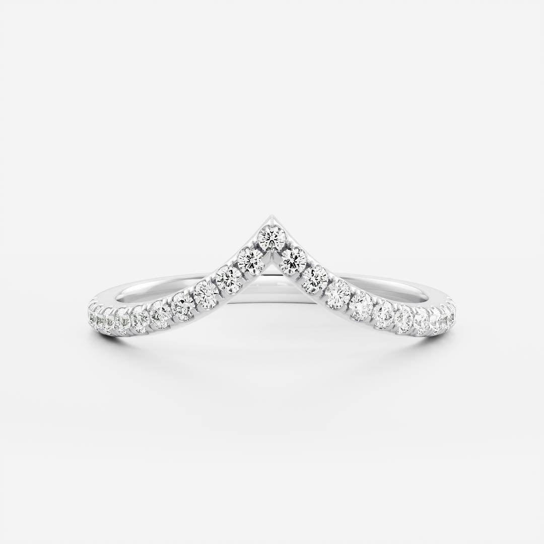 Chevron Half Eternity- 0.58 CT Round Lab Grown Diamond Wedding BandChevron Half Eternity- 0.58 CT Round Lab Grown Diamond Wedding Band - Back view