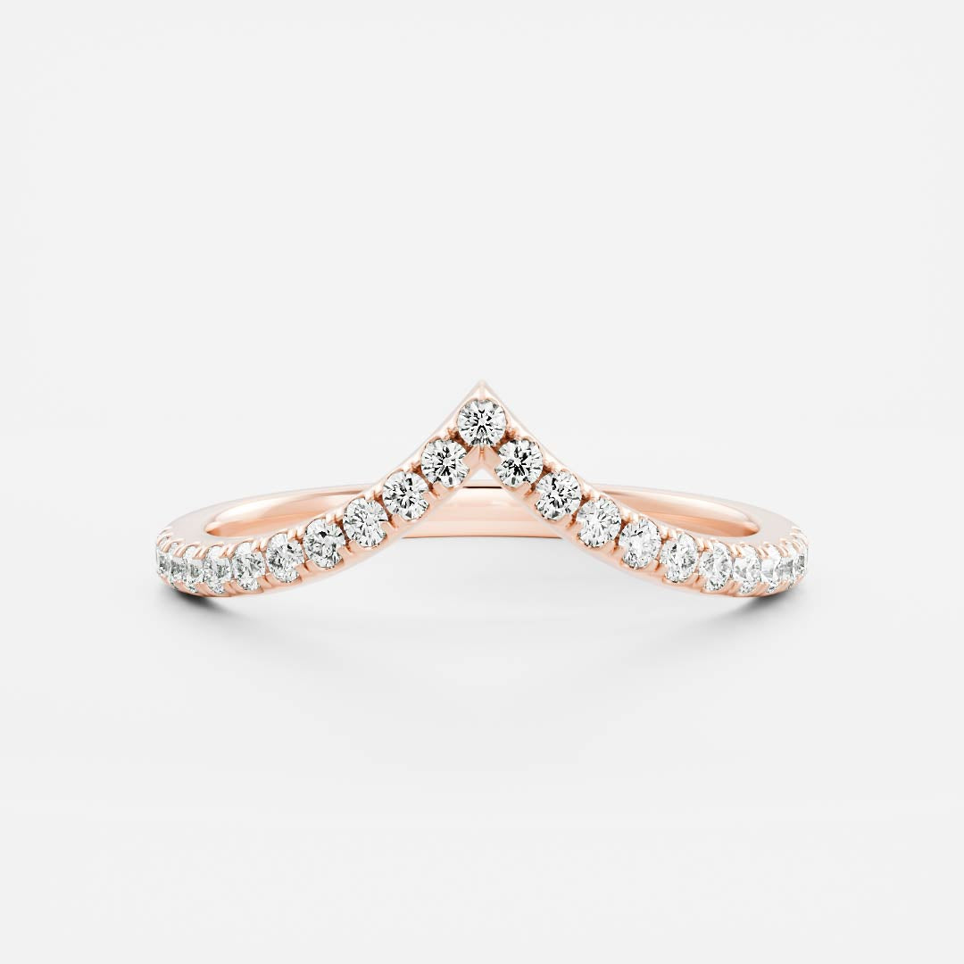 Chevron Half Eternity- 0.58 CT Round Lab Grown Diamond Wedding BandChevron Half Eternity- 0.58 CT Round Lab Grown Diamond Wedding Band - On model
