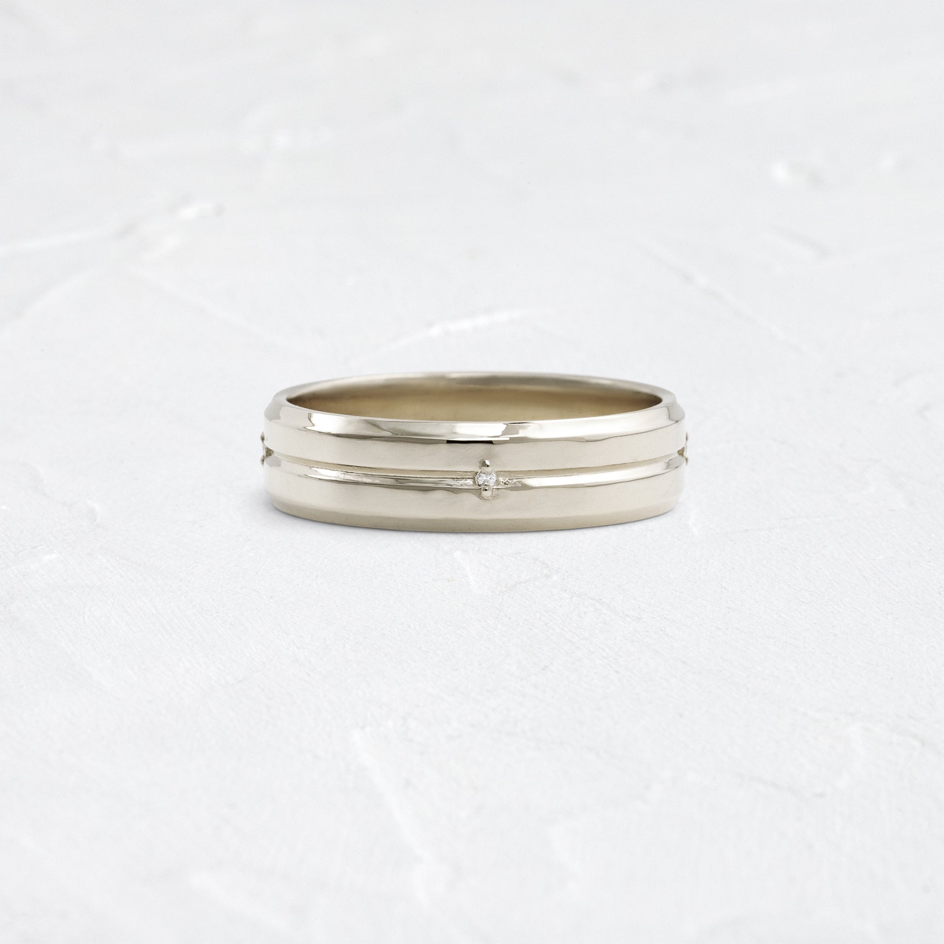 Classic Band with Dainty Stones- 0.05 CT Round Lab Grown Diamond Men's Wedding BandClassic Band with Dainty Stones- 0.05 CT Round Lab Grown Diamond Men's Wedding Band - Back view