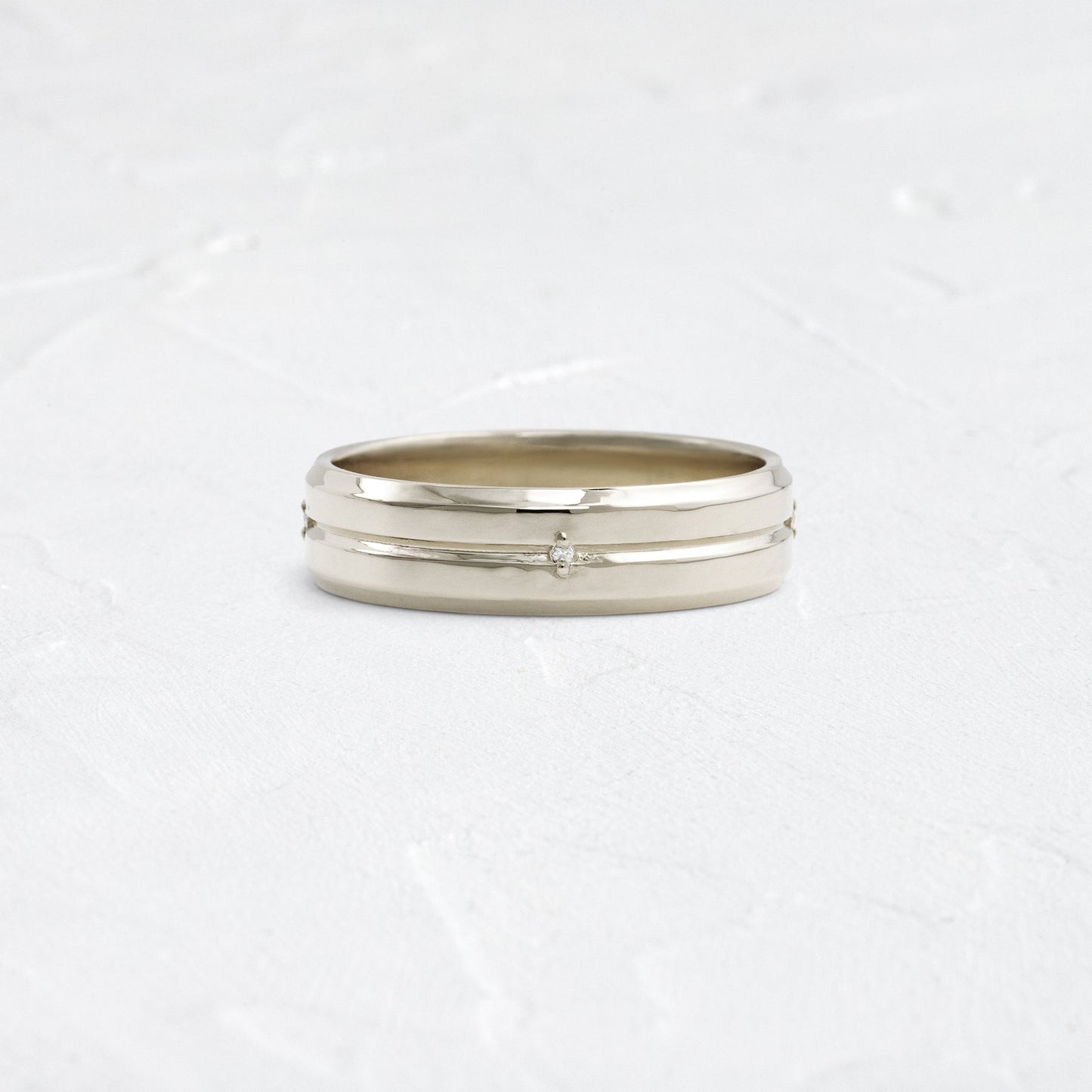 Classic Band with Dainty Stones- 0.05 CT Round Lab Grown Diamond Men's Wedding BandClassic Band with Dainty Stones- 0.05 CT Round Lab Grown Diamond Men's Wedding Band - Back view