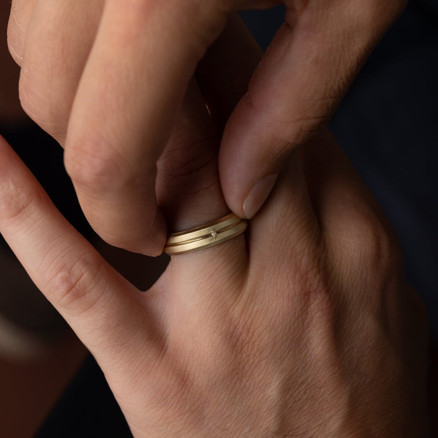 Classic Band with Dainty Stones- 0.05 CT Round Lab Grown Diamond Men's Wedding BandClassic Band with Dainty Stones- 0.05 CT Round Lab Grown Diamond Men's Wedding Band - Lifestyle