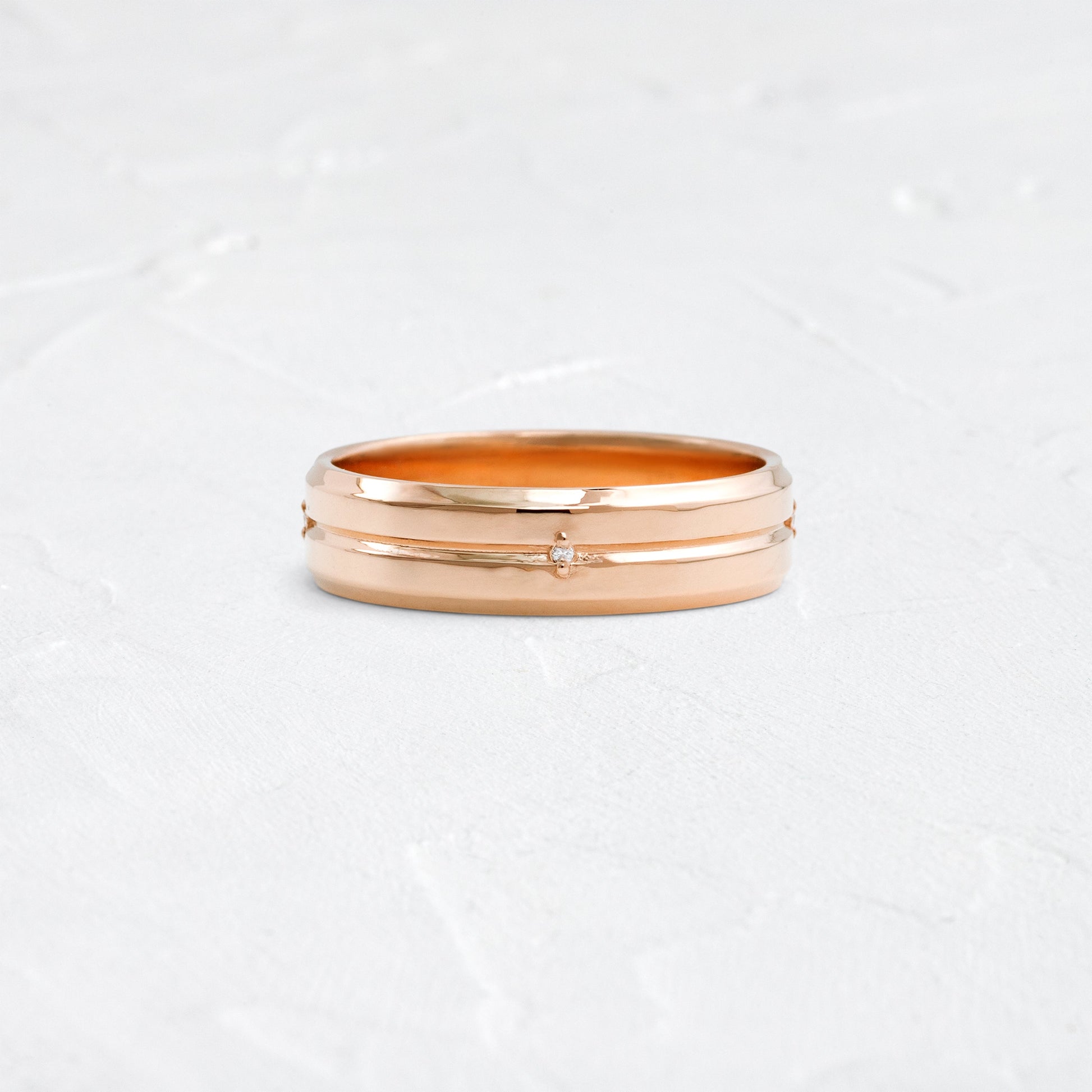 Classic Band with Dainty Stones- 0.05 CT Round Lab Grown Diamond Men's Wedding BandClassic Band with Dainty Stones- 0.05 CT Round Lab Grown Diamond Men's Wedding Band - Front view