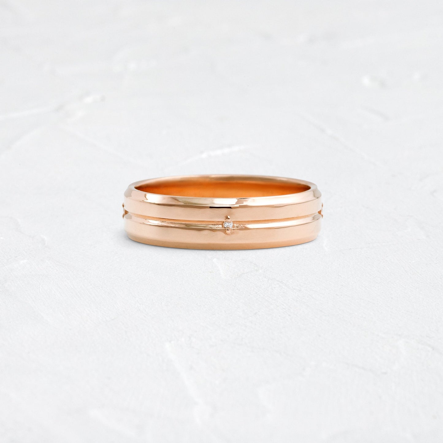 Classic Band with Dainty Stones- 0.05 CT Round Lab Grown Diamond Men's Wedding BandClassic Band with Dainty Stones- 0.05 CT Round Lab Grown Diamond Men's Wedding Band - Front view