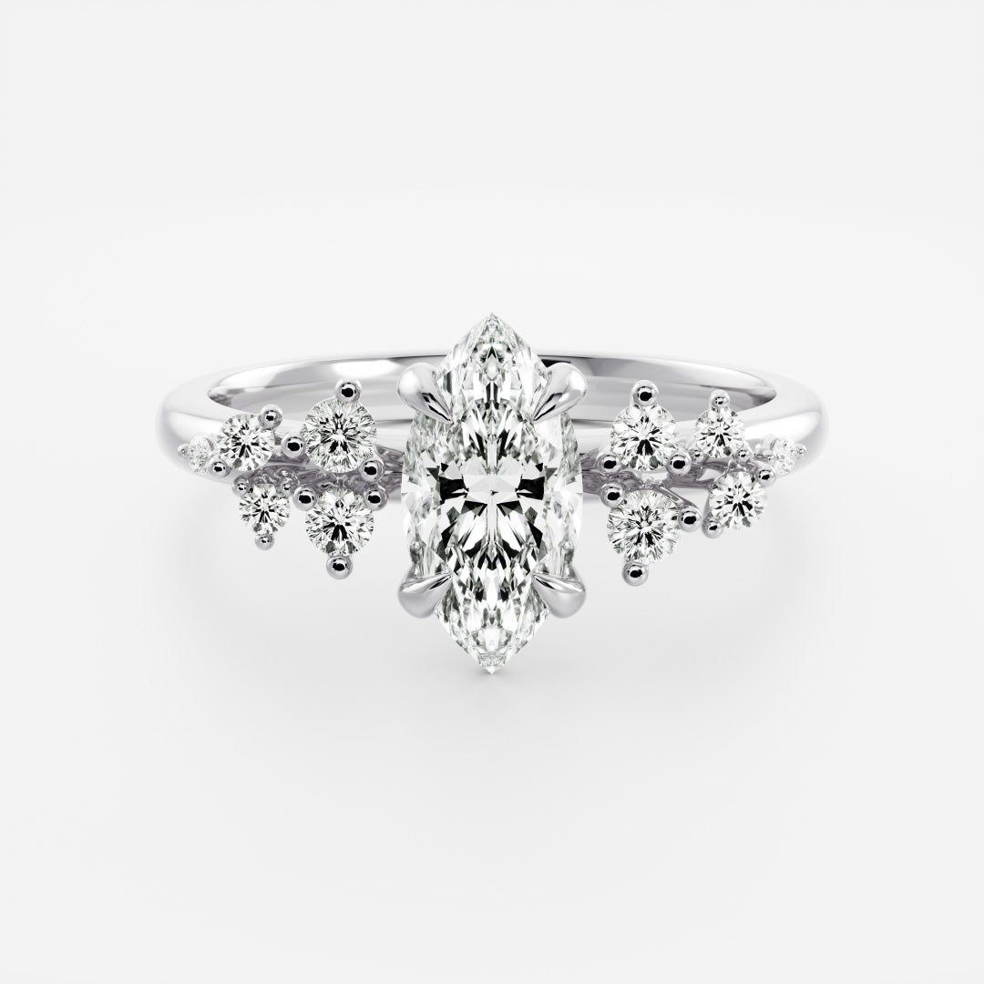 Cluster- 1.5 CT Marquise Moissanite Engagement RingCluster- 1.5 CT Marquise Moissanite Engagement Ring - Detail view