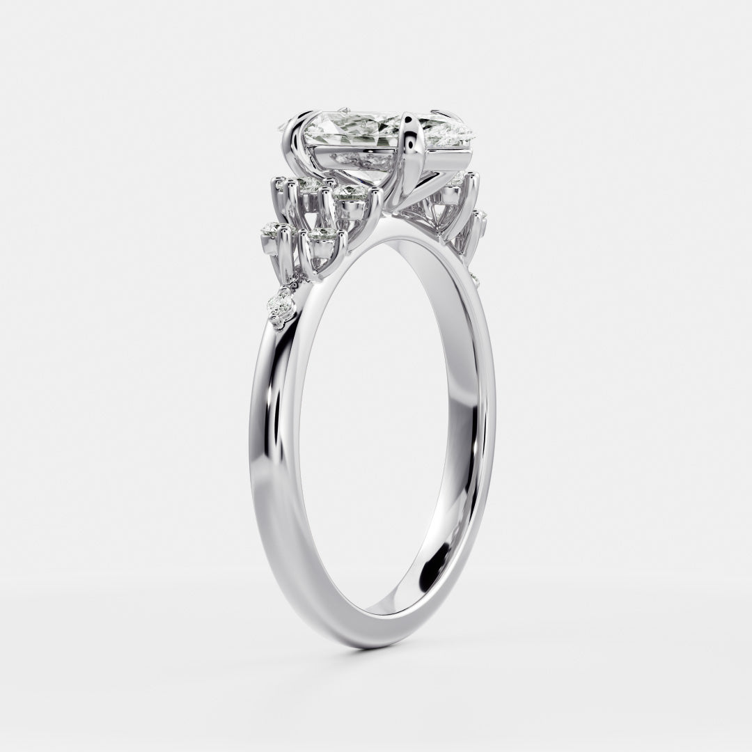 Cluster- 1.5 CT Marquise Moissanite Engagement RingCluster- 1.5 CT Marquise Moissanite Engagement Ring - On model