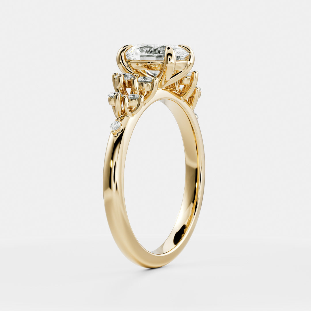 Cluster- 1.7 CT Oval Moissanite Engagement RingCluster- 1.7 CT Oval Moissanite Engagement Ring - Front view