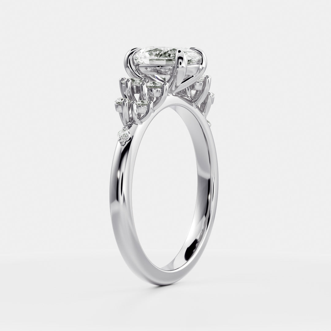 Cluster- 1.7 CT Oval Moissanite Engagement RingCluster- 1.7 CT Oval Moissanite Engagement Ring - Lifestyle