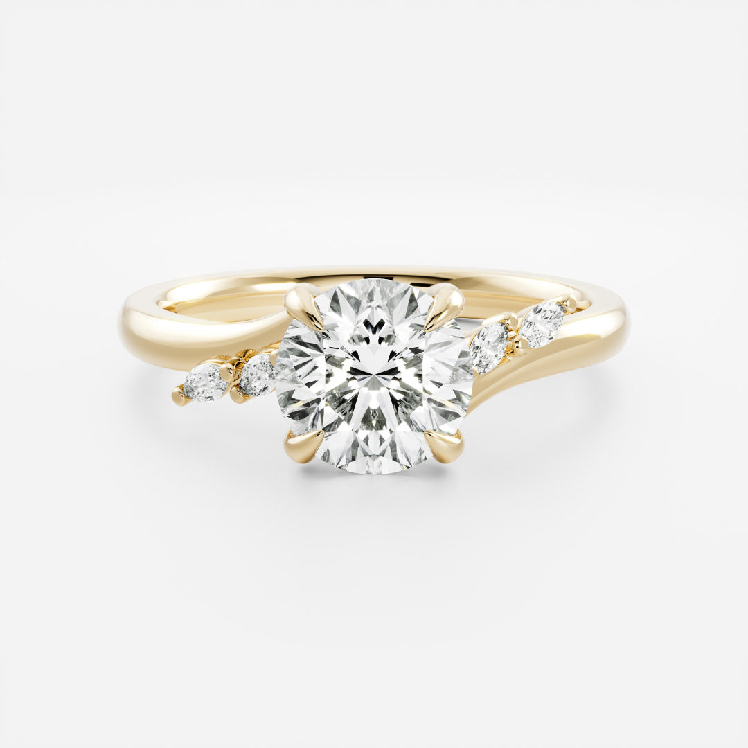 Cluster- 1.8 CT Round Moissanite Engagement RingCluster- 1.8 CT Round Moissanite Engagement Ring - Front view