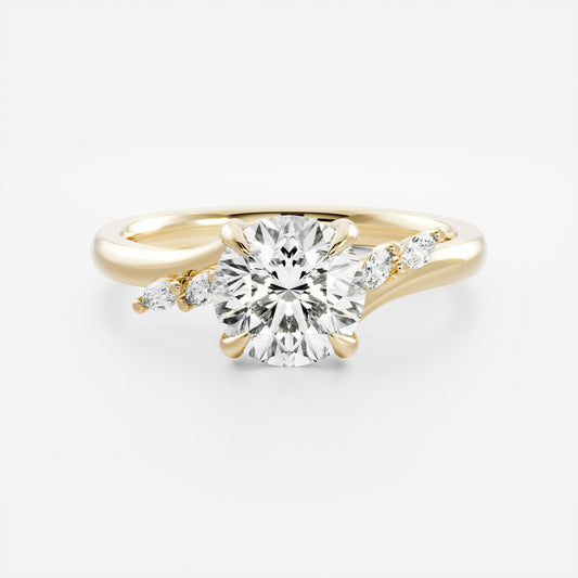 Cluster- 1.8 CT Round Moissanite Engagement RingCluster- 1.8 CT Round Moissanite Engagement Ring - Front view