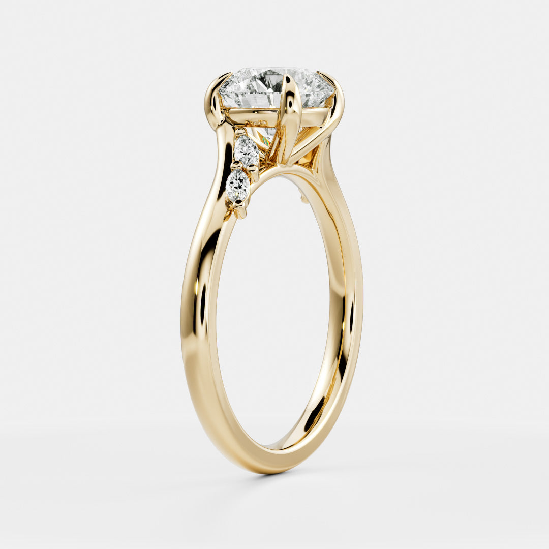 Cluster- 1.8 CT Round Moissanite Engagement RingCluster- 1.8 CT Round Moissanite Engagement Ring - Front view