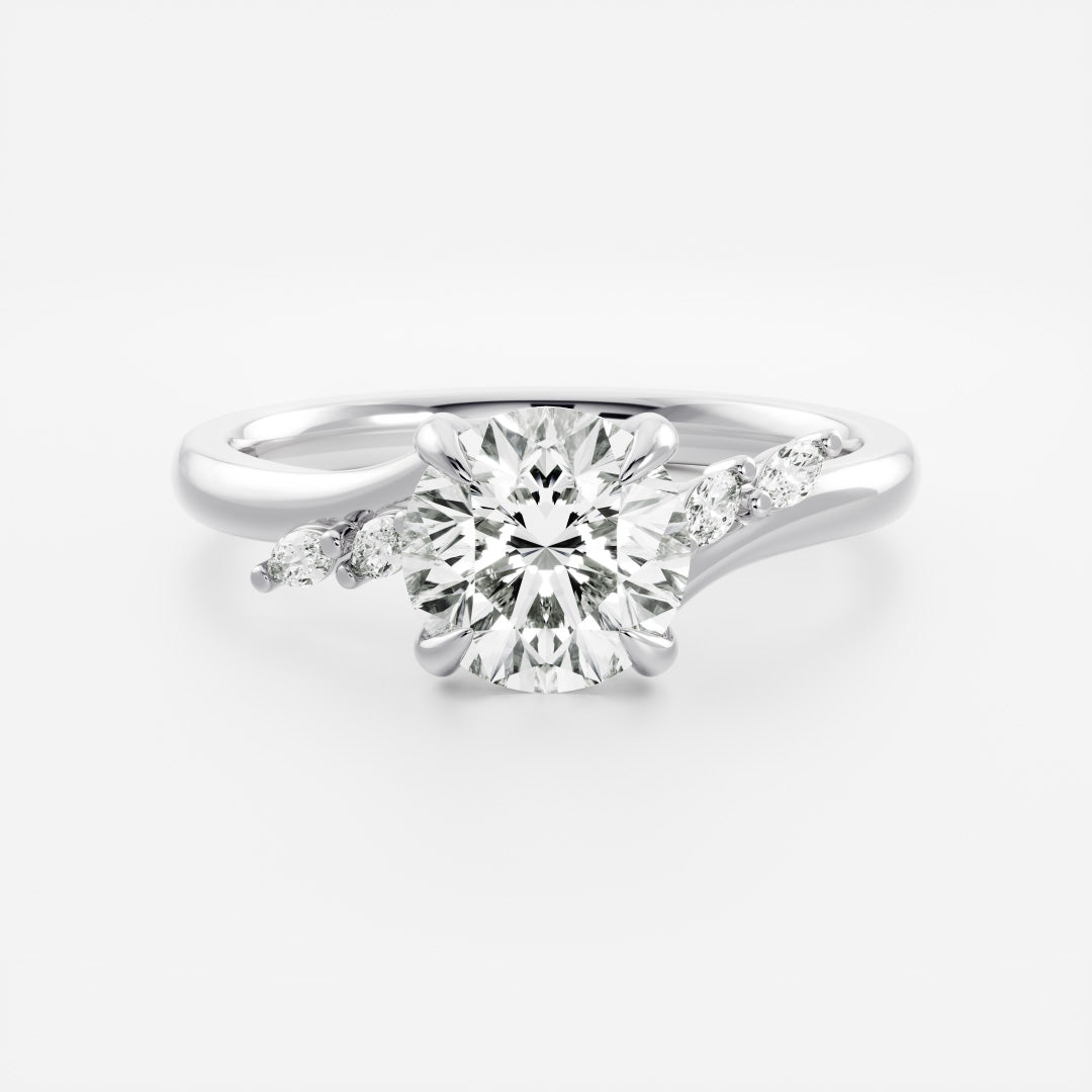 Cluster- 1.8 CT Round Moissanite Engagement RingCluster- 1.8 CT Round Moissanite Engagement Ring - Side view