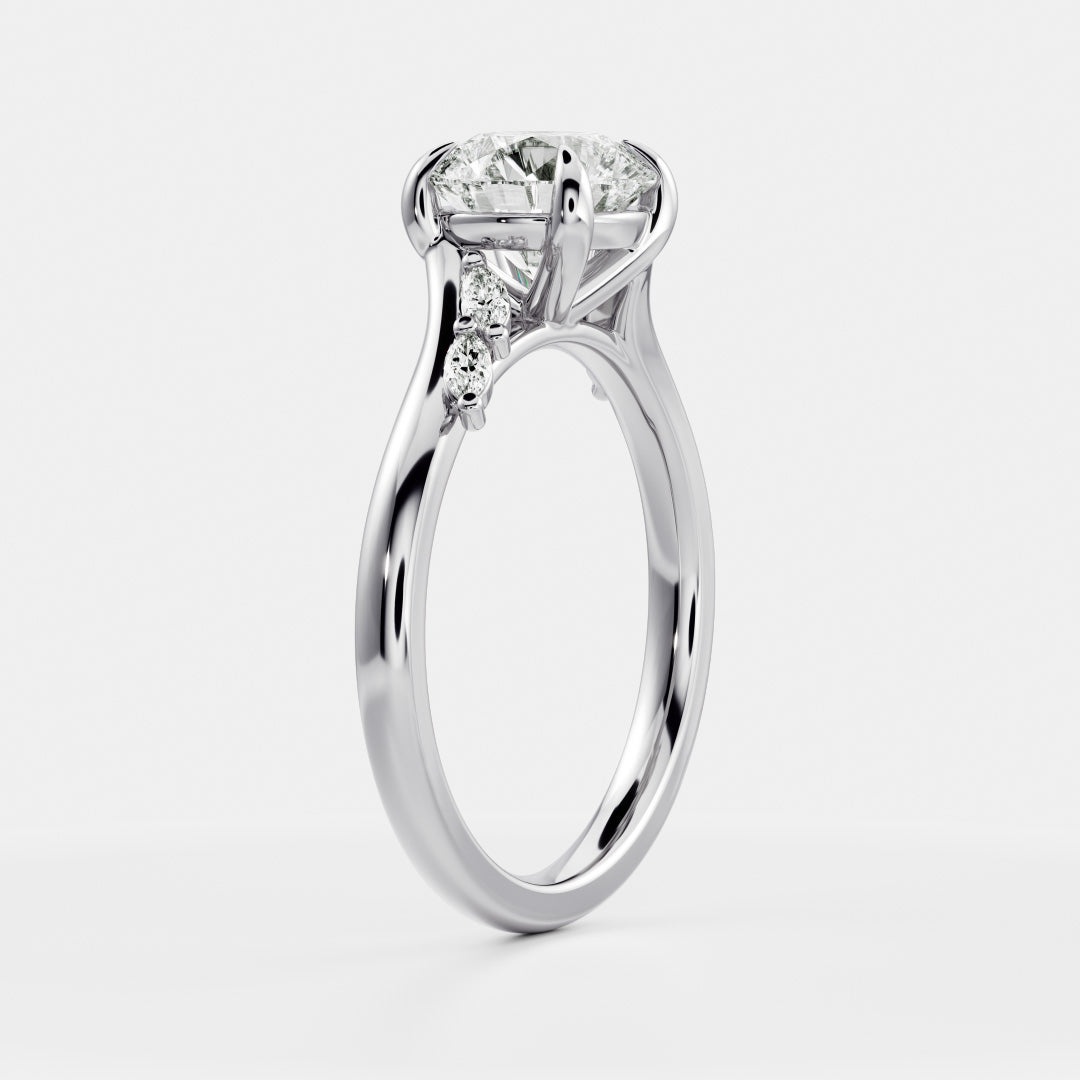 Cluster- 1.8 CT Round Moissanite Engagement RingCluster- 1.8 CT Round Moissanite Engagement Ring - Back view