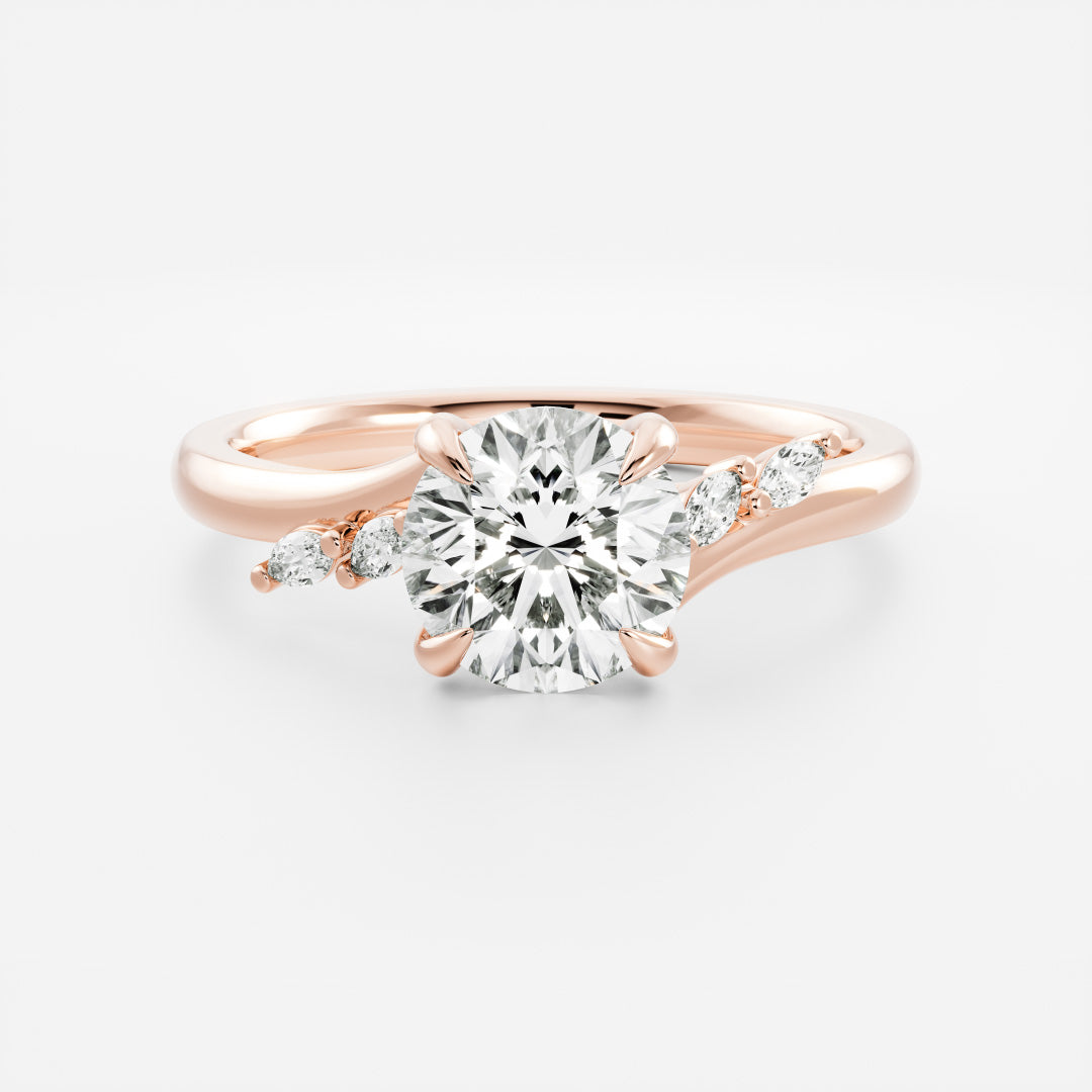 Cluster- 1.8 CT Round Moissanite Engagement RingCluster- 1.8 CT Round Moissanite Engagement Ring - Detail view