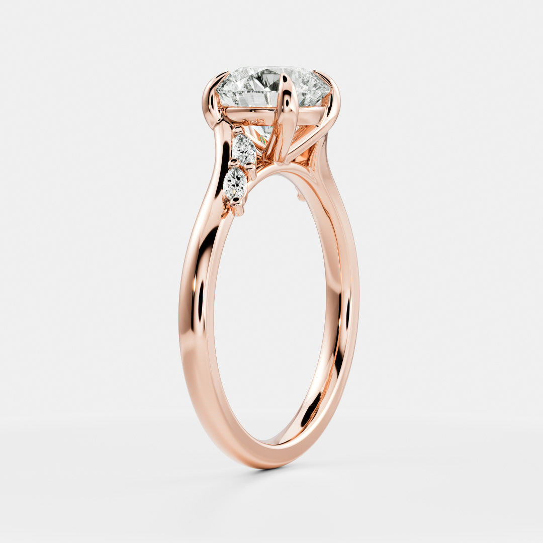 Cluster- 1.8 CT Round Moissanite Engagement RingCluster- 1.8 CT Round Moissanite Engagement Ring - On model