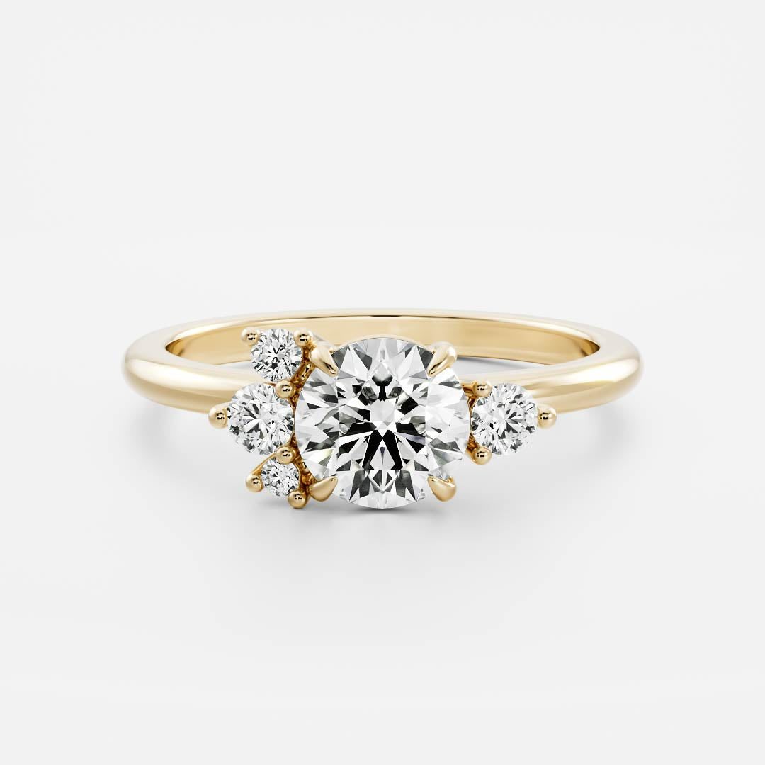 Cluster- 1.8 CT Round Moissanite Engagement RingCluster- 1.8 CT Round Moissanite Engagement Ring - Front view
