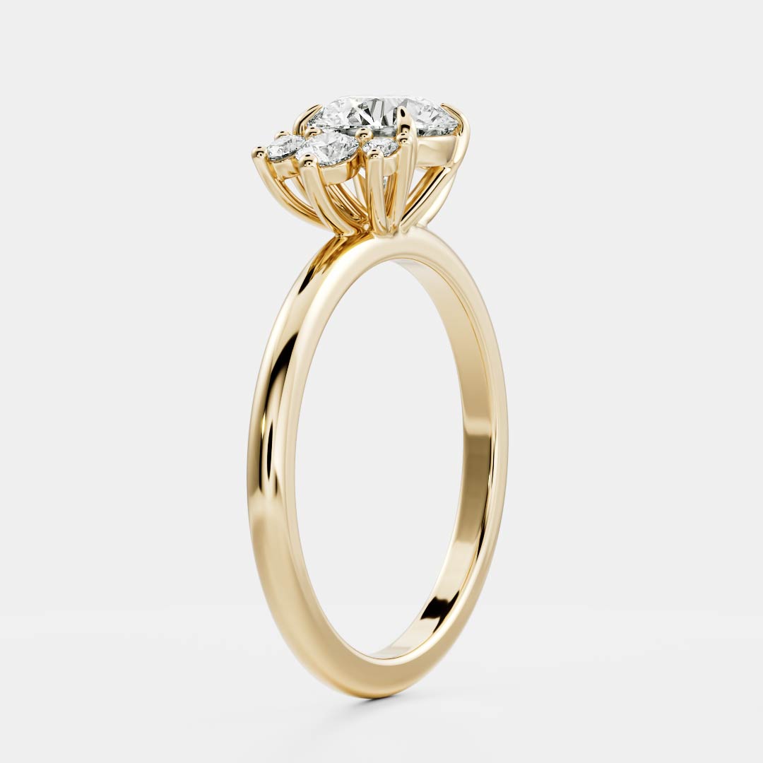 Cluster- 1.8 CT Round Moissanite Engagement RingCluster- 1.8 CT Round Moissanite Engagement Ring - Front view