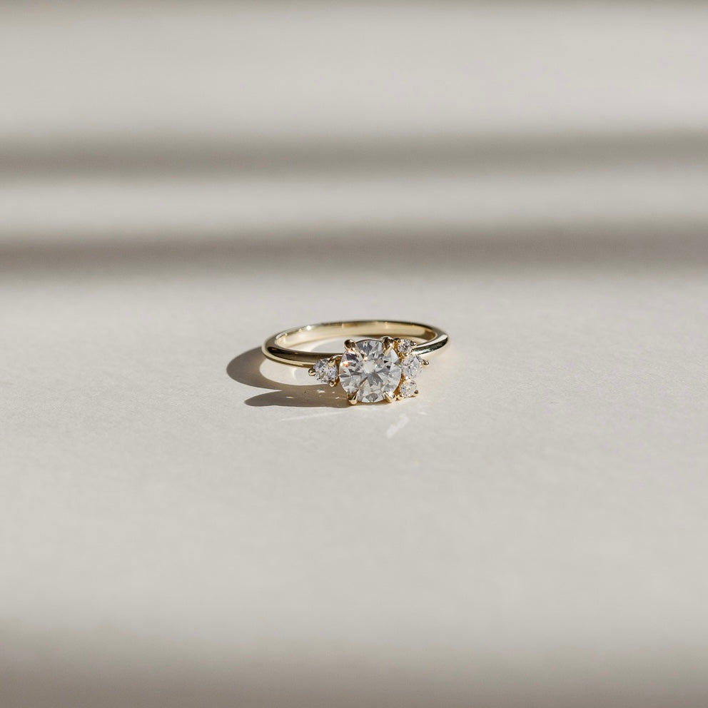 Cluster- 1.8 CT Round Moissanite Engagement RingCluster- 1.8 CT Round Moissanite Engagement Ring - Side view