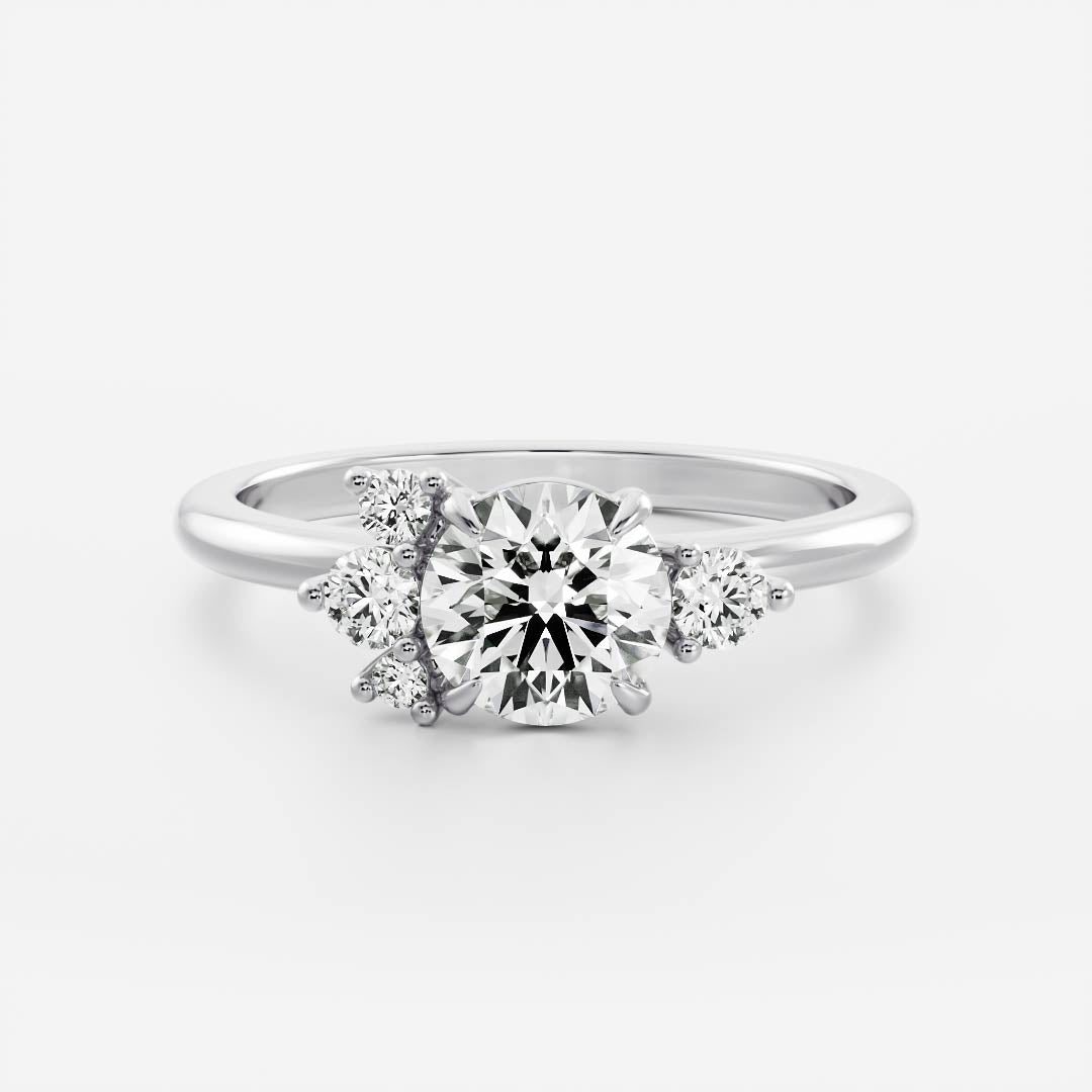 Cluster- 1.8 CT Round Moissanite Engagement RingCluster- 1.8 CT Round Moissanite Engagement Ring - Back view