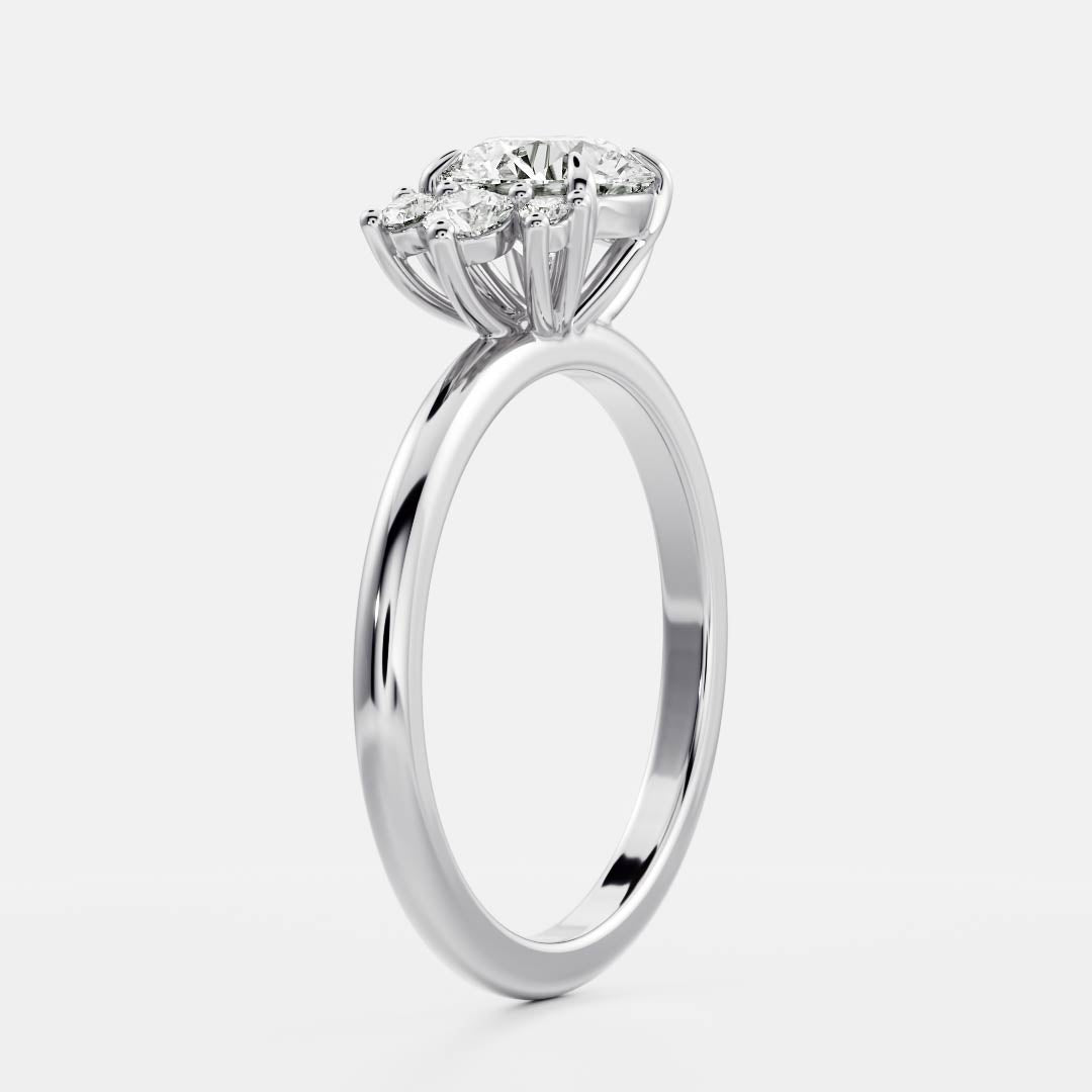 Cluster- 1.8 CT Round Moissanite Engagement RingCluster- 1.8 CT Round Moissanite Engagement Ring - Detail view