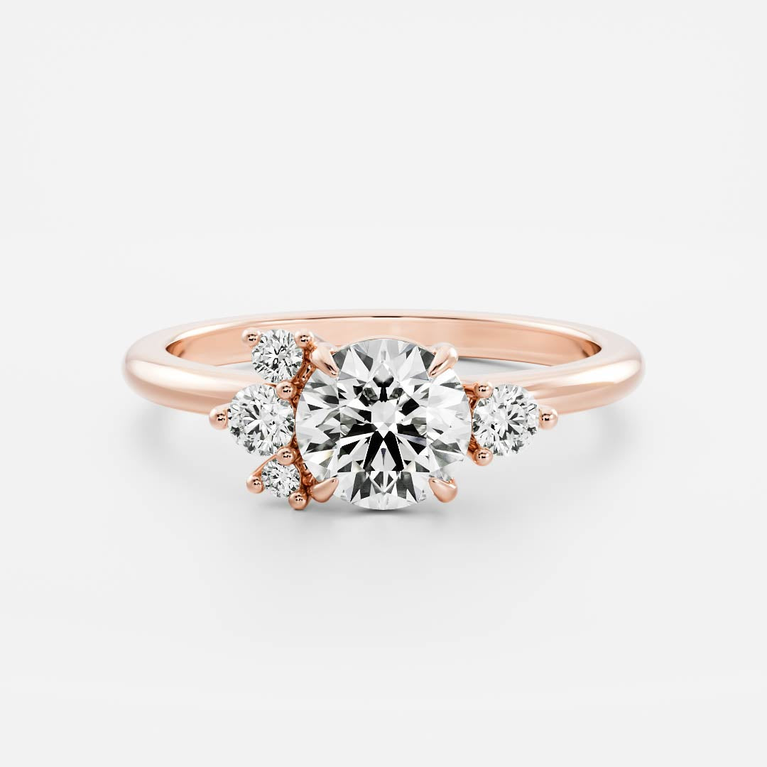 Cluster- 1.8 CT Round Moissanite Engagement RingCluster- 1.8 CT Round Moissanite Engagement Ring - On model