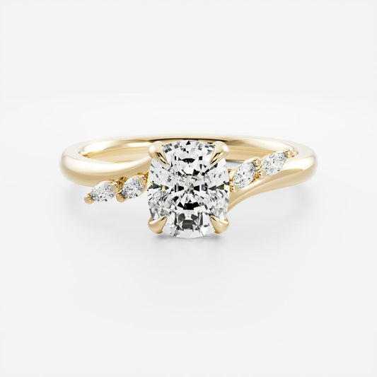 Cluster- 2.0 CT Elongated Cushion Moissanite Engagement RingCluster- 2.0 CT Elongated Cushion Moissanite Engagement Ring - Front view
